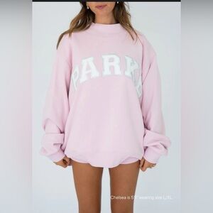 NWOT Parke Light Pink Varsity Mockneck Sweatshirt